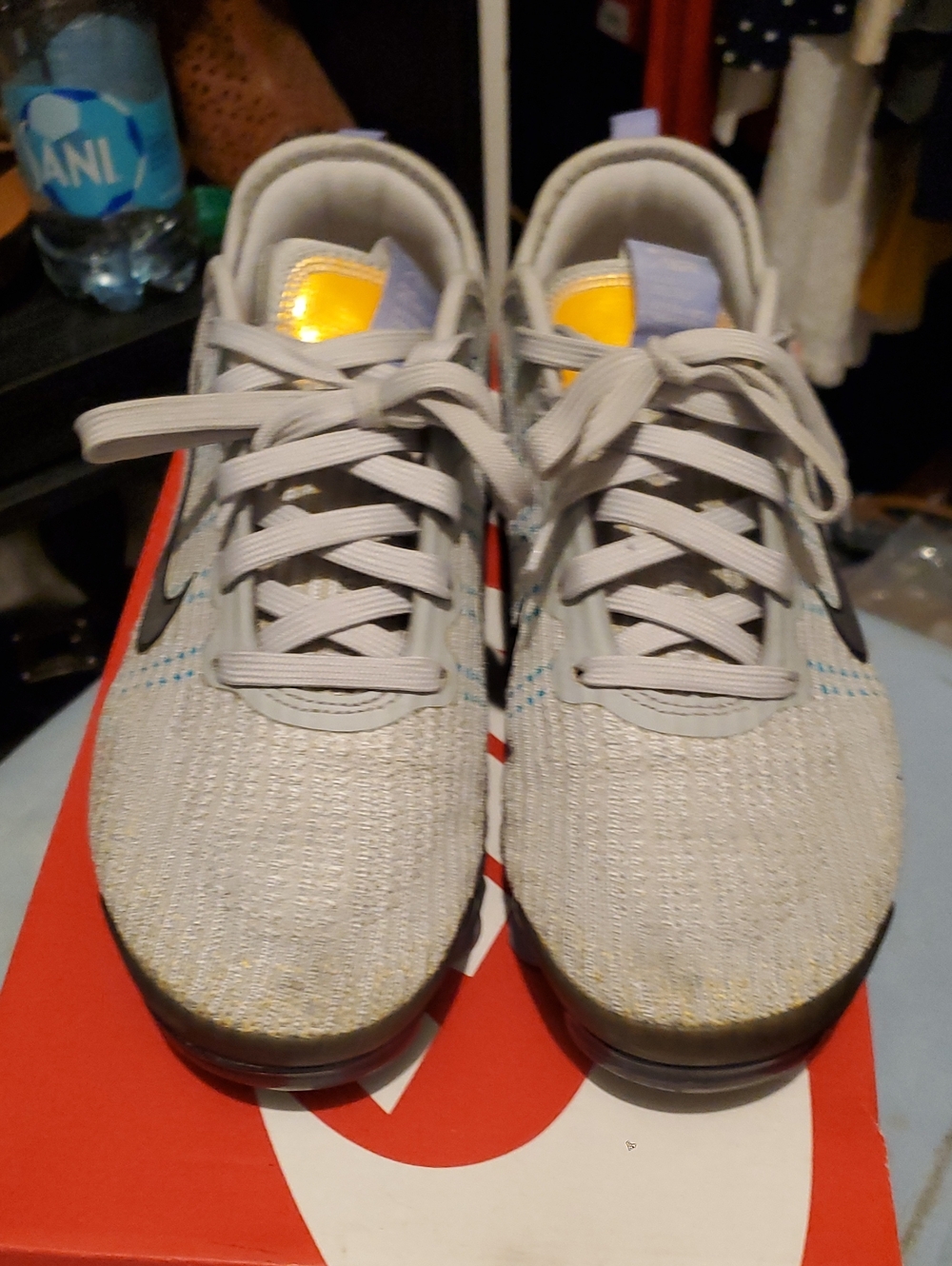 WoMen's Lightweight Grey and Yellow Accent Athletic Sneakers